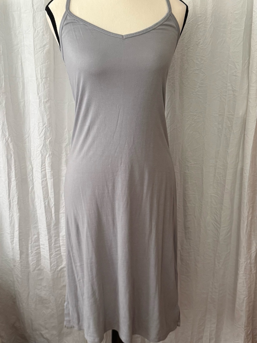 Soft Surroundings Camisole Nightgown Dress S Blue Gray Sleeveless Soft Midi